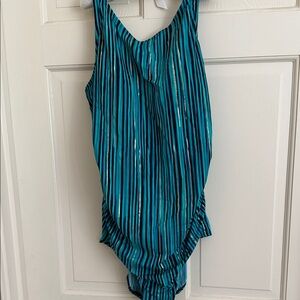 Striped Blue and Black Swimsuit